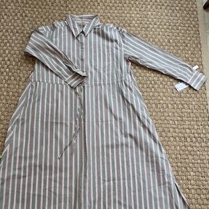 Caslon Pink and Gray Striped Shirt Dress
